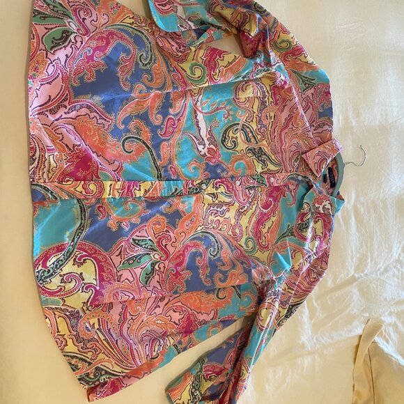 Chaps Womens 3/4 sleeve 100% cotton button down blouse 2XL - Picture 2 of 4